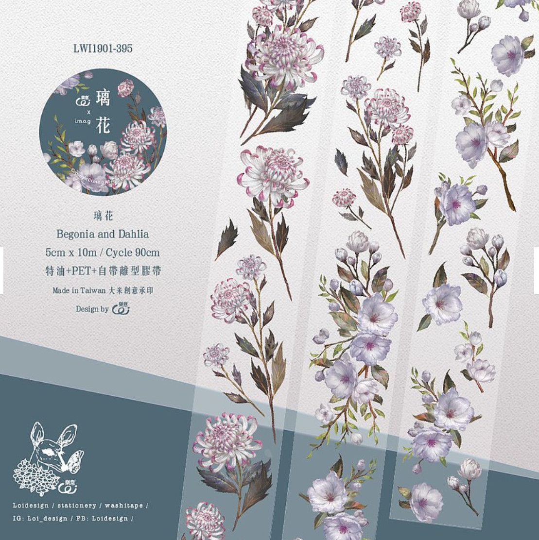 Loidesign Begonia & Dahlia Matte PET Tape SAMPLE LOOP