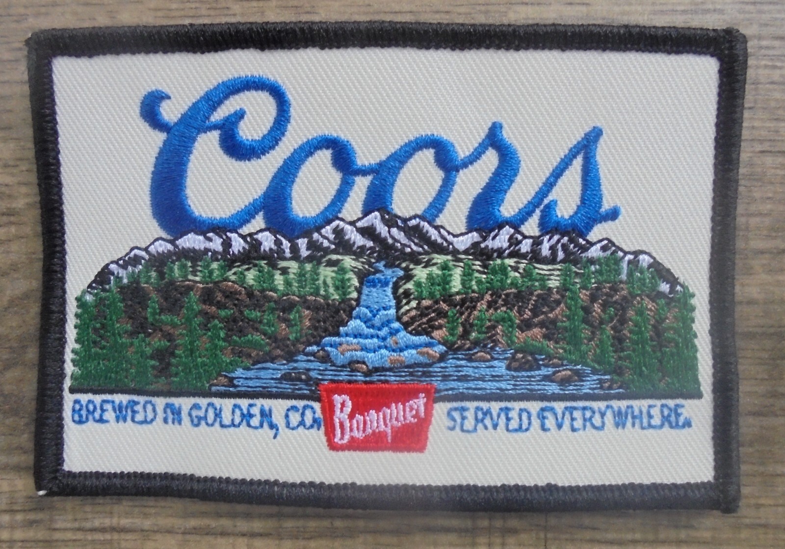 Coors Banquet Beer Iron on Patch 4.25 x2.75 Mountain Scene