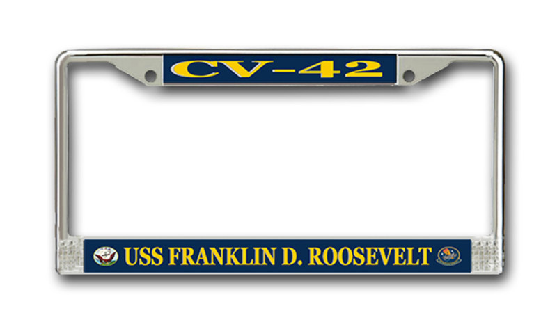 USS Franklin D Roosevelt CV-42 License Frame American Made - Veteran Approved!