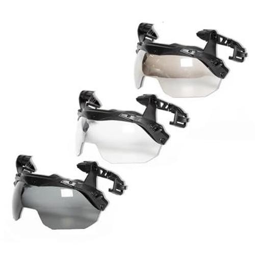 ANSI Rated Flip Down 3.0 Rail Mounted Visor for Team Black with Clear Lens