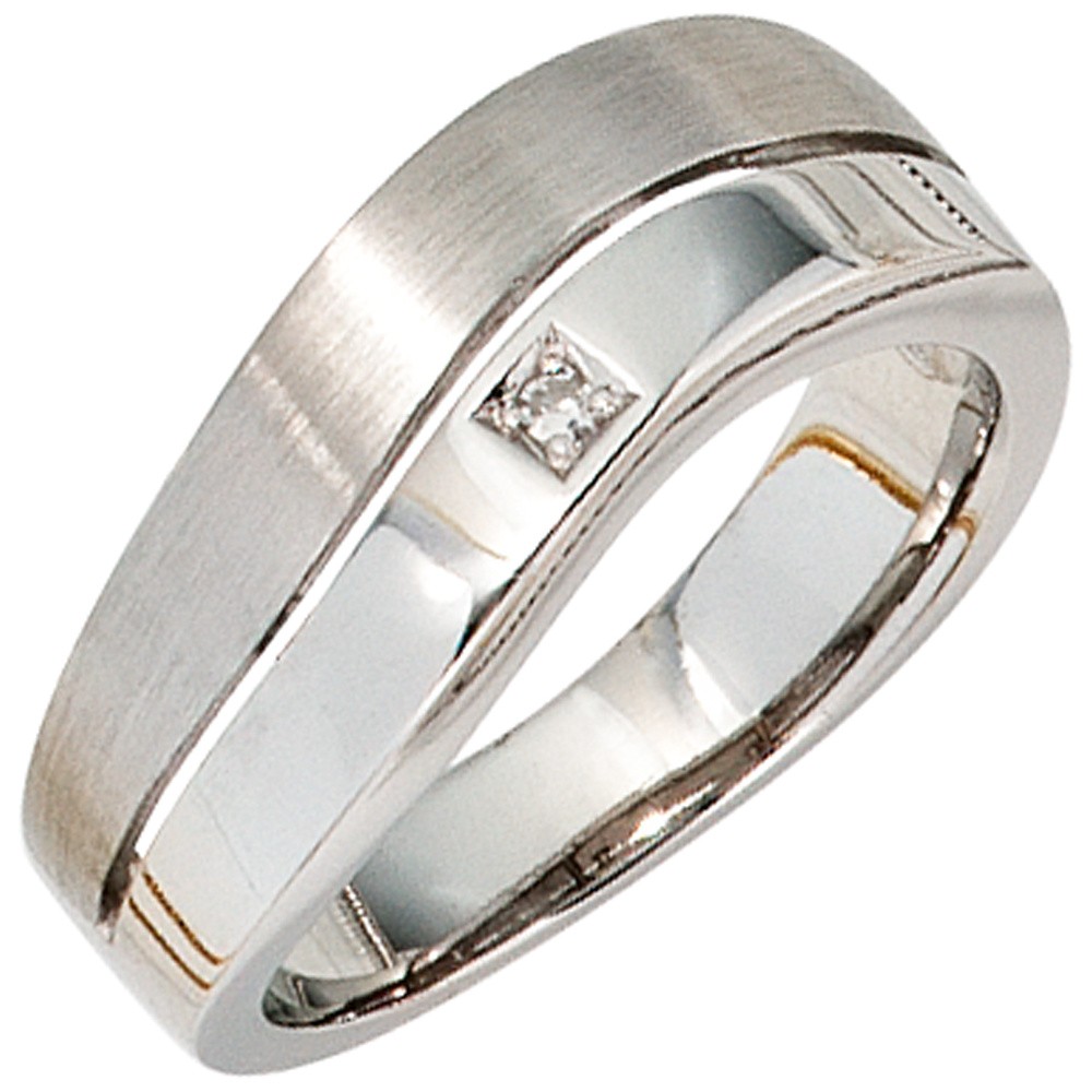 Jobo ladies' ring 585 gold White gold 1 diamond 0.01ct. White gold diamond ring RW: