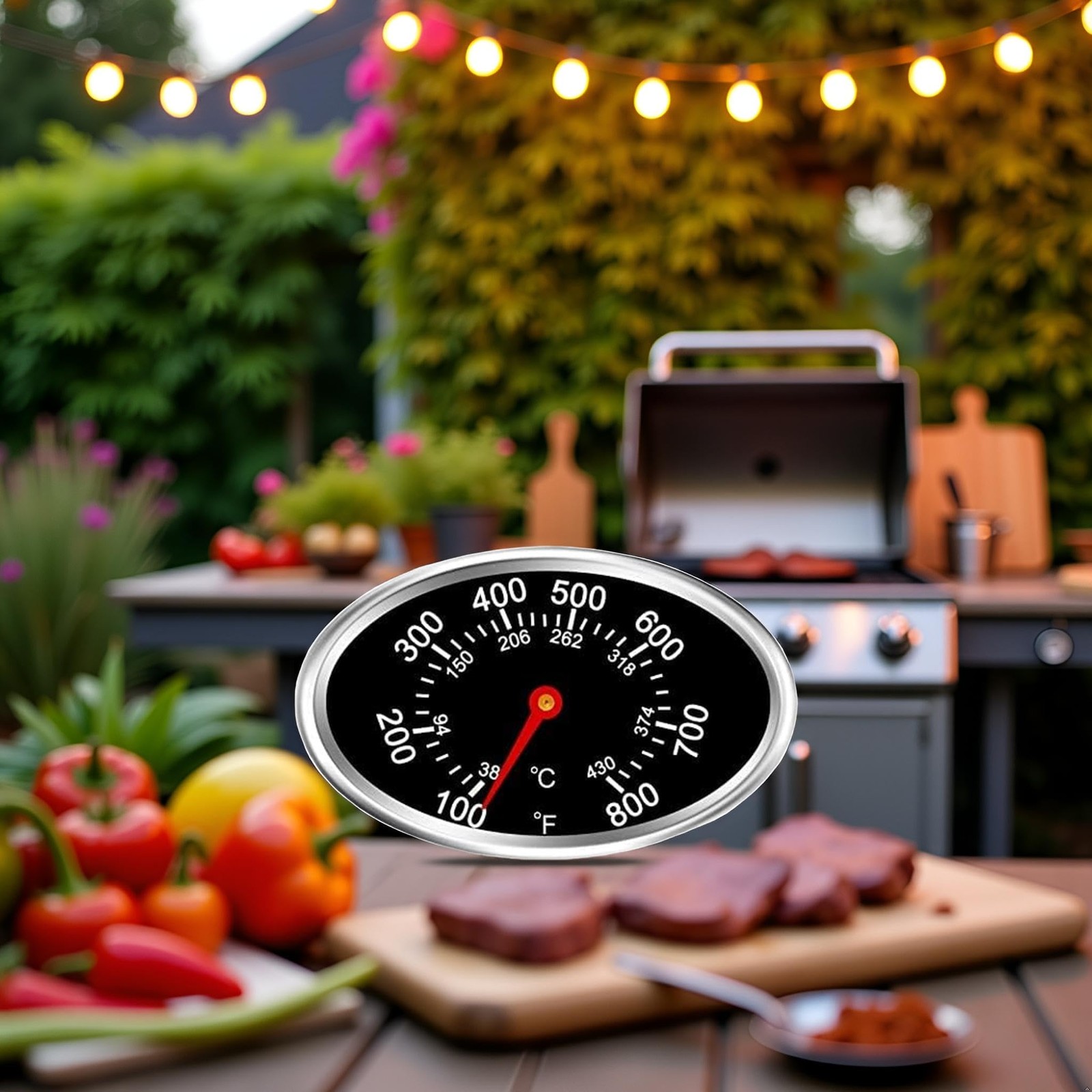 Lid Thermometer Temperature Gauge Replacement for Nexgrill, Grill Silver