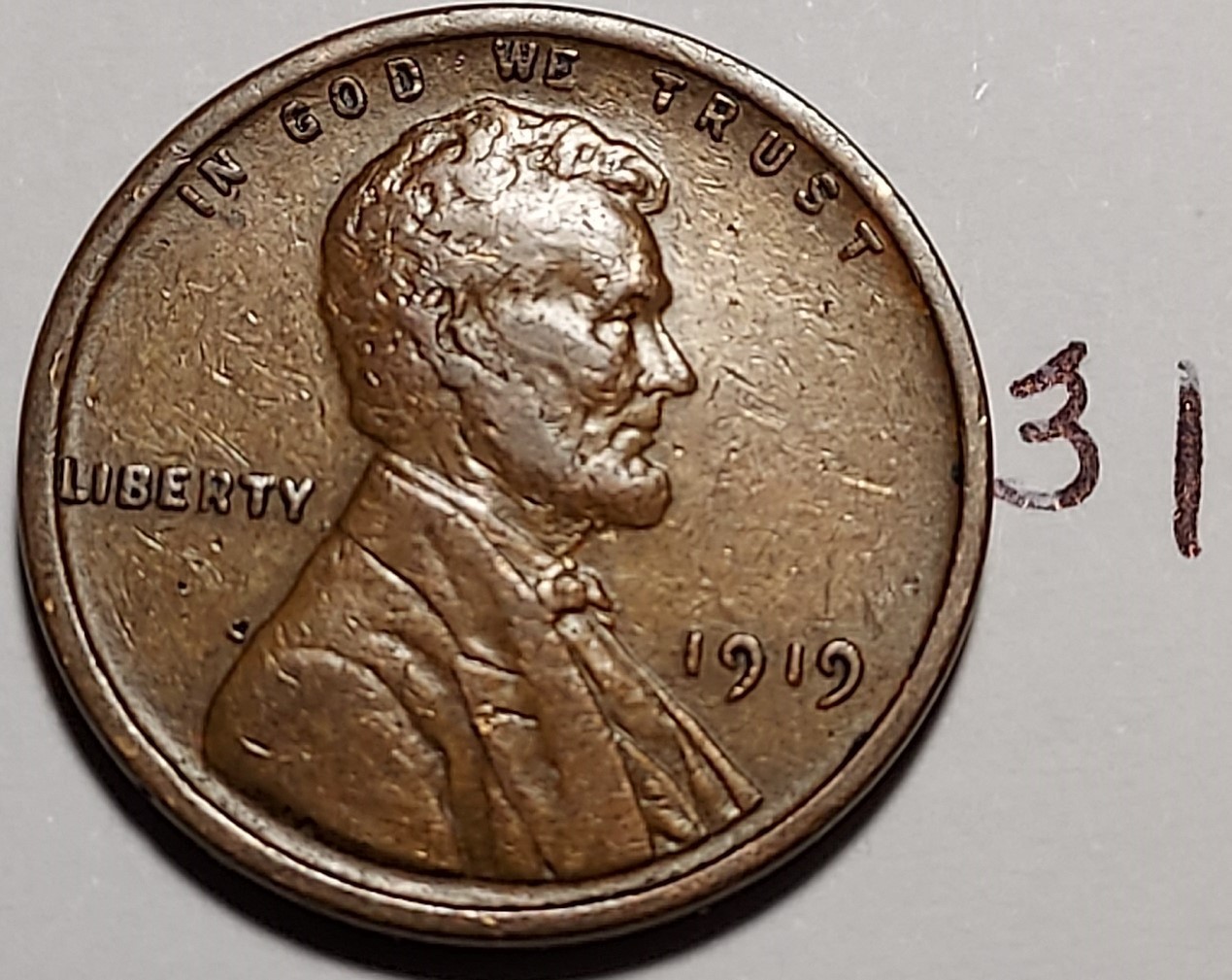 1919 Lincoln Wheat Cent  VF  Very Fine  #31