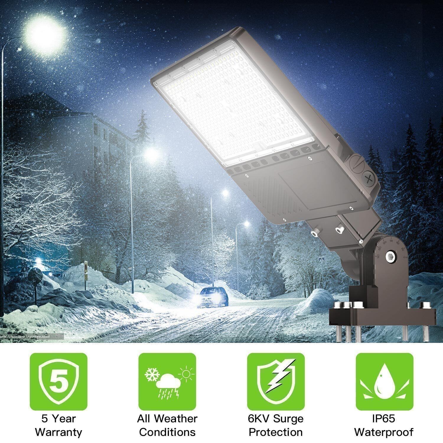 Arm Mount Shoebox LED Parking Lot Light 200W Dusk To Dawn Fixture Outdoor Lights