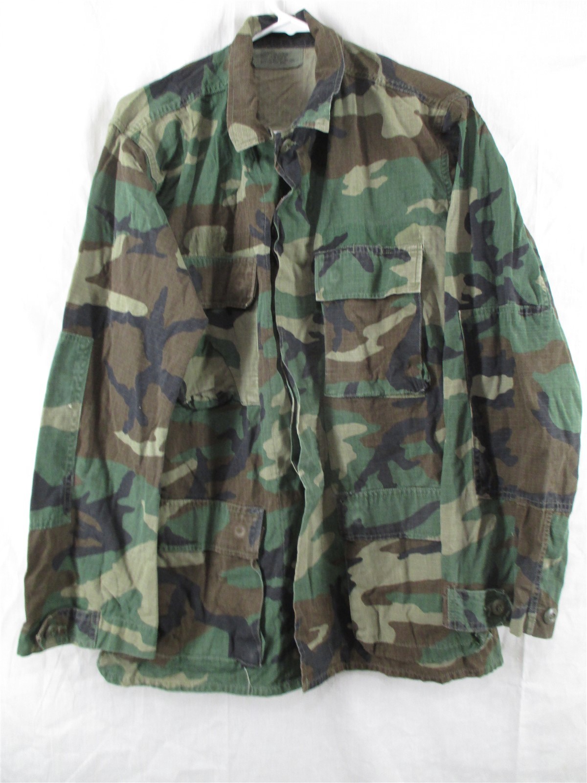 100% Cotton BDU Shirt/Coat Small Long Hot Weather Ripstop Woodland Camo Army