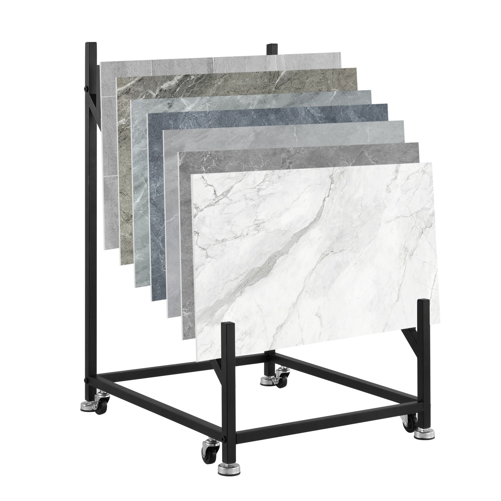 12-tier Metal Porcelain Tile Display Rack for Building Material Samples w/ Wheel