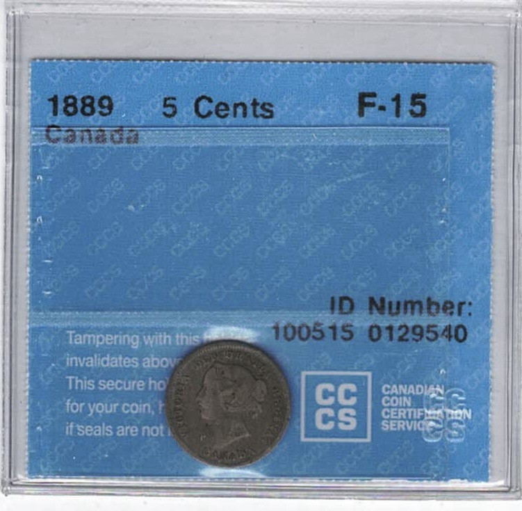 1889 Canada 5 Cents - CCCS F15 - 0129540