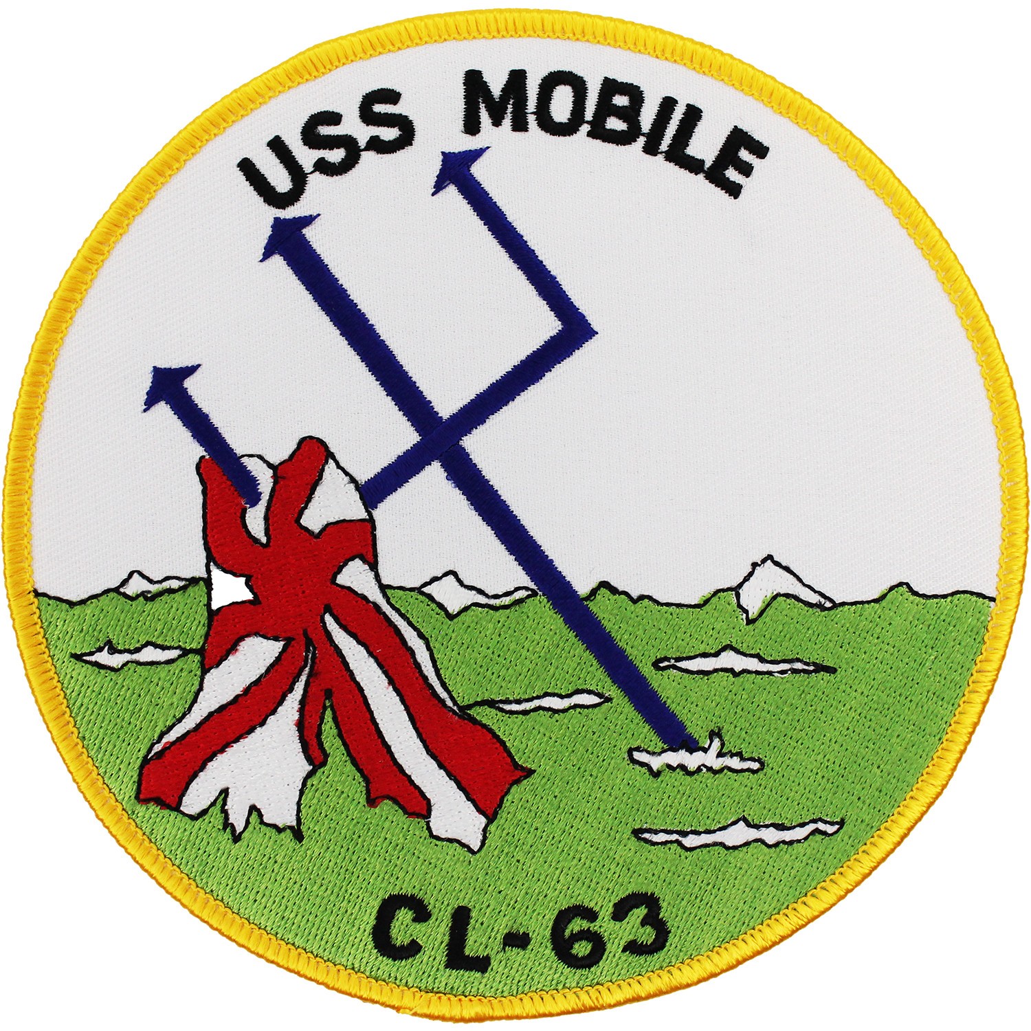 Navy USS Mobile CL-63 Ship Patch ( 5" Wide x 3 3/4" High ) ( Sew-On )  P5578