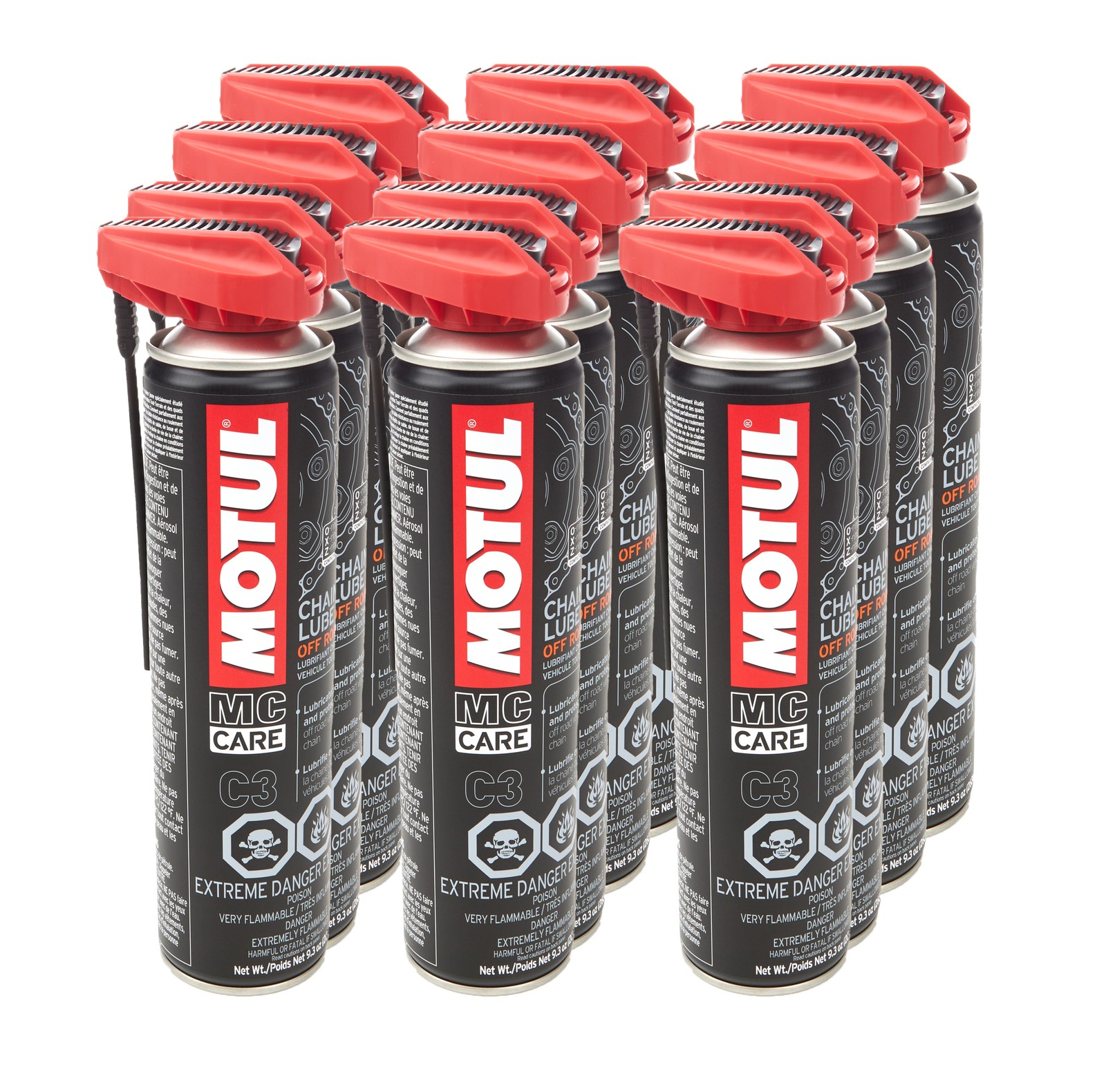 MOTUL USA C3 Chain Lube Off-Road Aerosol - 12 Pack, 9.3 oz Each