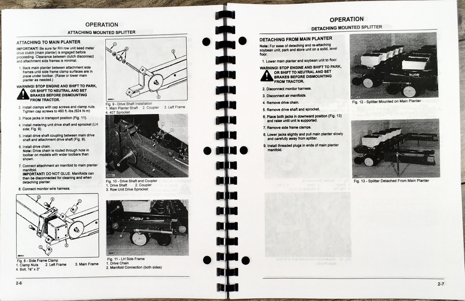 White 6100 Pull-Type Planter 6900 Splitter Attachments Operators Manual Owners