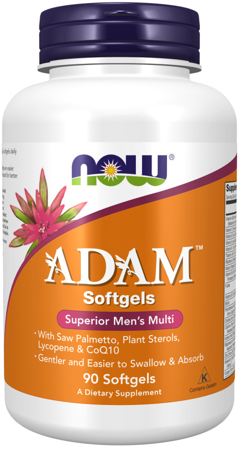 NOW Foods Adam Superior Men's Multivitamin Softgels 90 Saw Palmetto, CoQ10 09/26