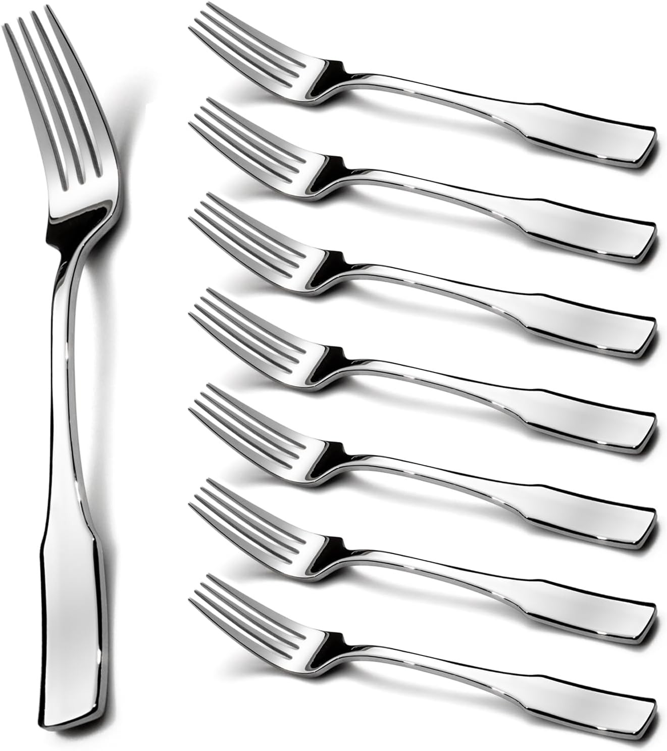 Kate Dinner Forks, Set of 8, 8 Inches Stainless Steel Flatware, Mirror