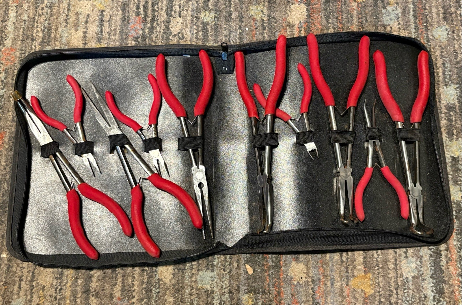 MAC Tools 10 pc Plier Set Red Handle Soft Case 🇺🇸 Never Used