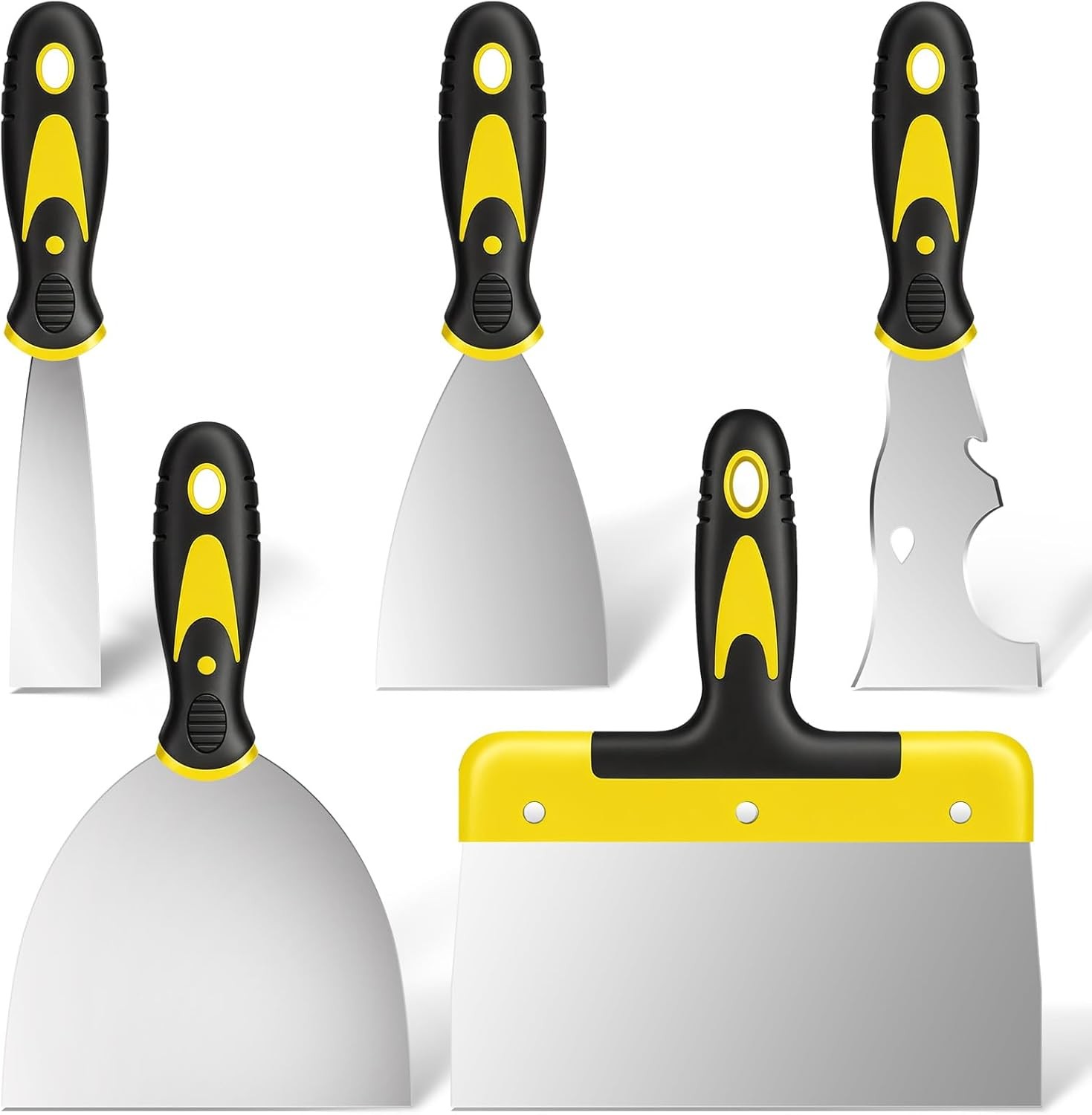 Spackle Knife Set, 5 PCS Stainless Steel Putty Knife Set Include 4 Paint Scraper