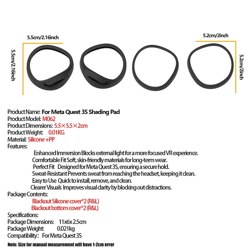 VR Glasses Anti Scratch Frame Blocking Light Lenses For Meta Quest 3S VR Headset