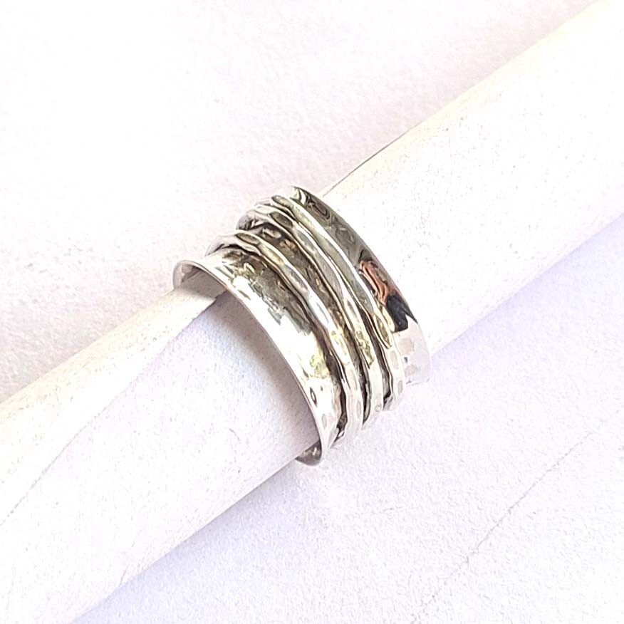 Spinner Ring 925 Sterling Silver Handmade Band &Statement Ring Size 10 For Gift
