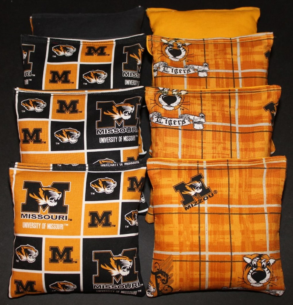 University of MISSOURI MIZZOU CORNHOLE BEAN BAGS 8 ACA Regulation Game Bags NEW!