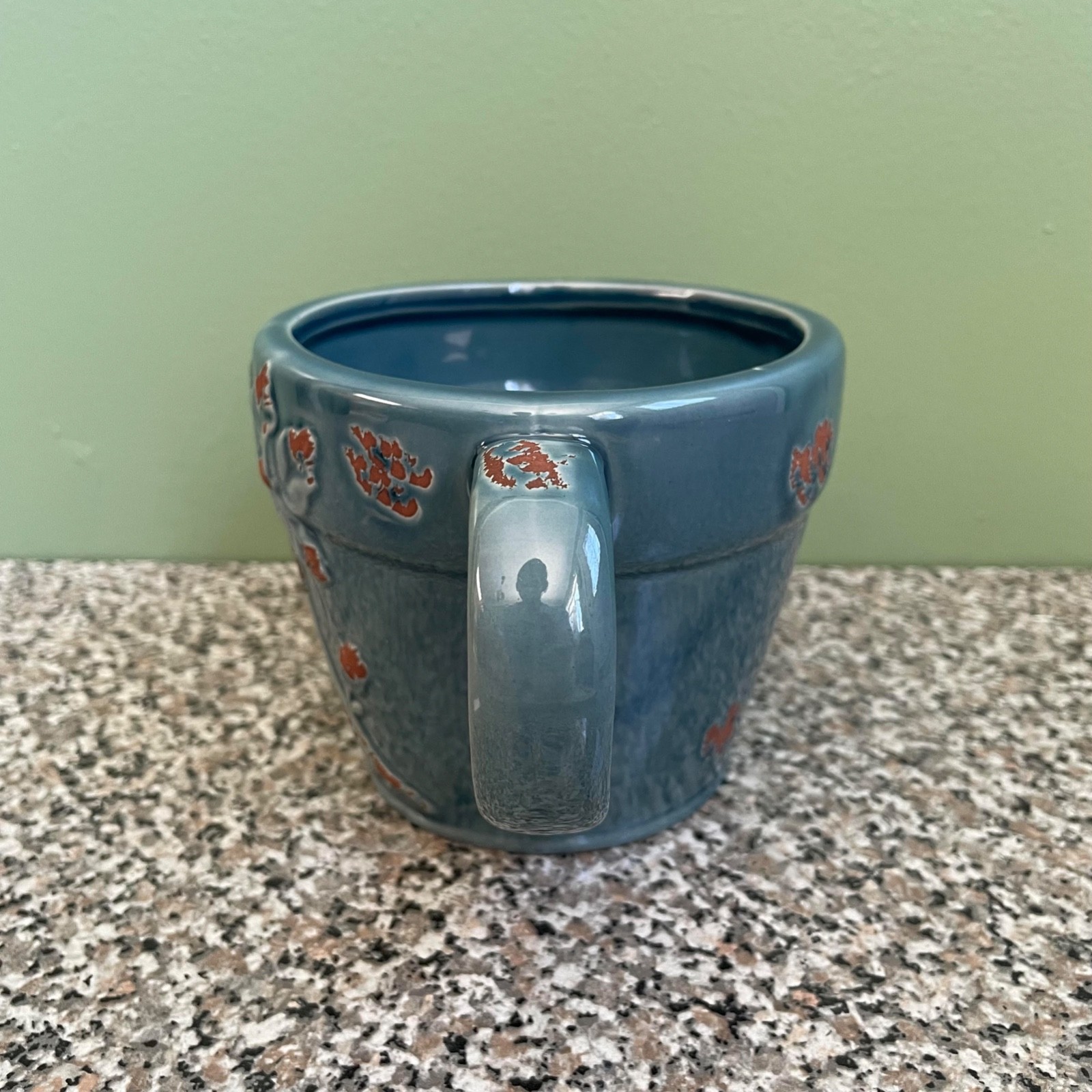 Blue Ceramic Floral Watering Pot Planter