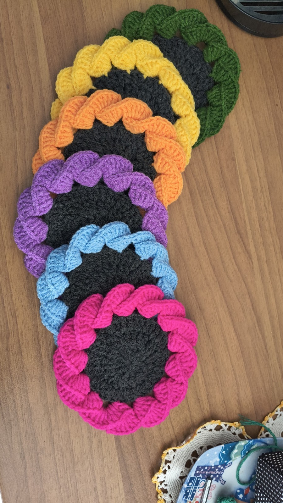 Set Size Of No.6 Coasters - Under Cups, Colored Handmade To...
