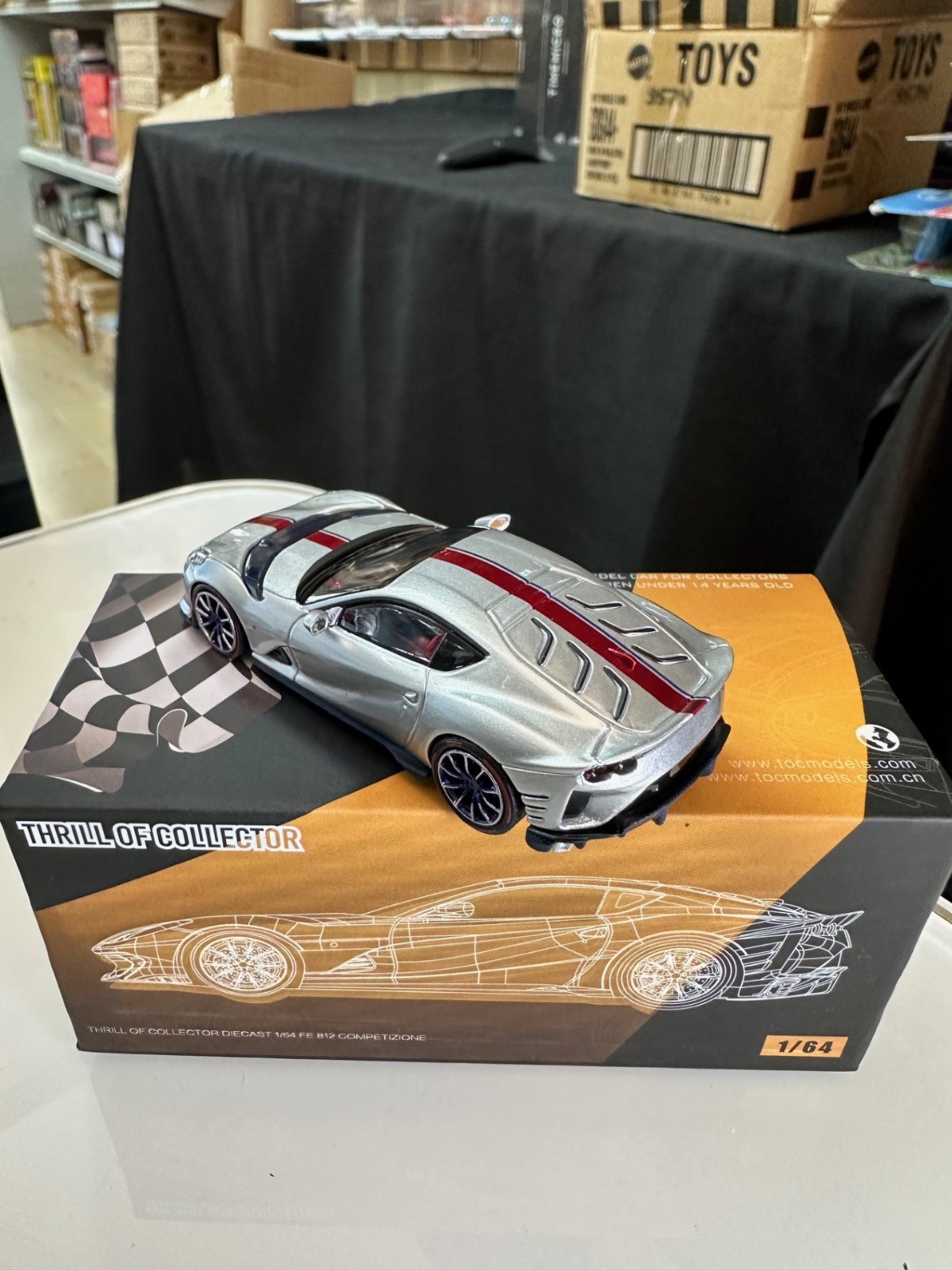 FERRARI 812 COMPETIZIONE SANU SILVER 1/64 DIECAST CAR BY THRILL OF COLLECTOR TOC