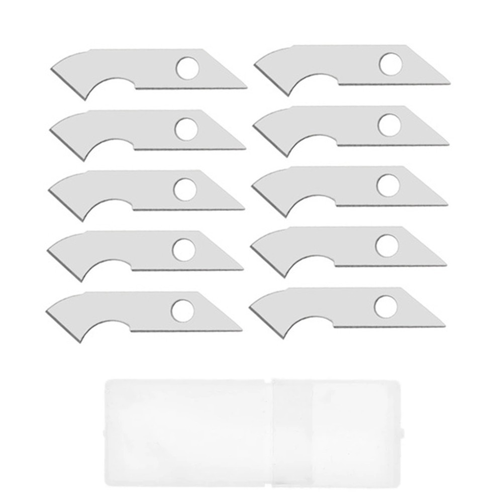 Silver Alloy Steel Hook Blade for Plastic Cutting 10Pcs Replacement Pack