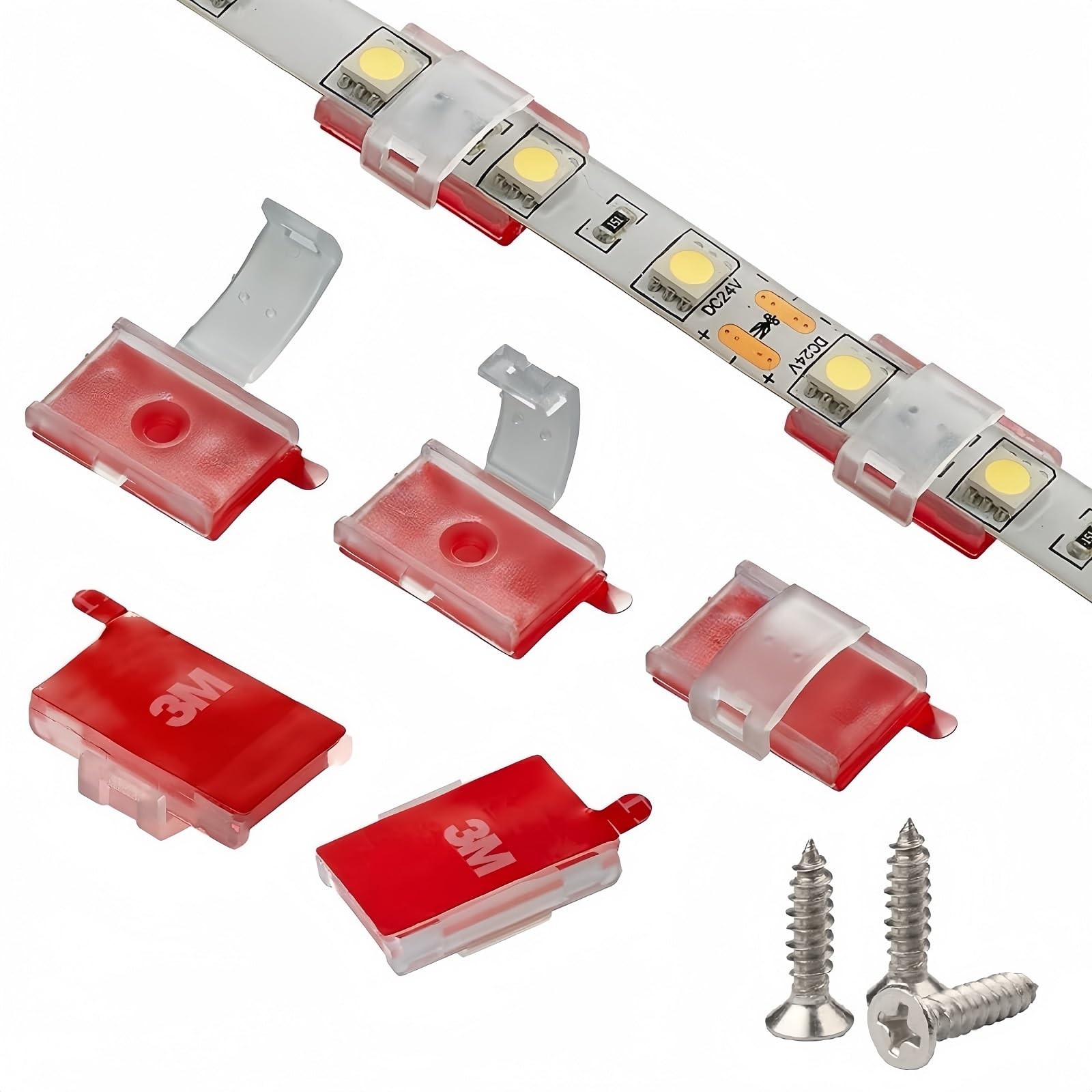 100 Pack Double Installation LED Strip Light Mounting Bracket Self Adhesive L...