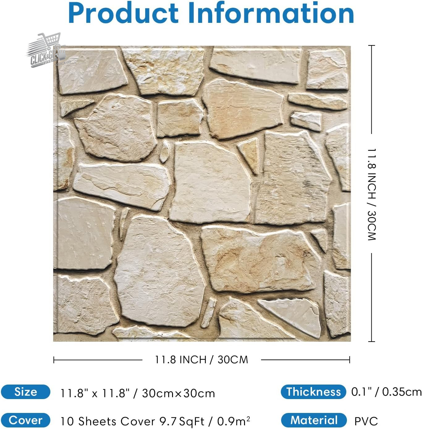 3D wall panels, stickers, stone effect, 10 pieces, stickers, effect