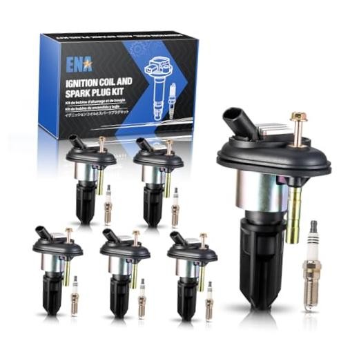 Set of 6 Ignition Coil Pack and Spark Plugs Iridium Compatible with 2002 2003