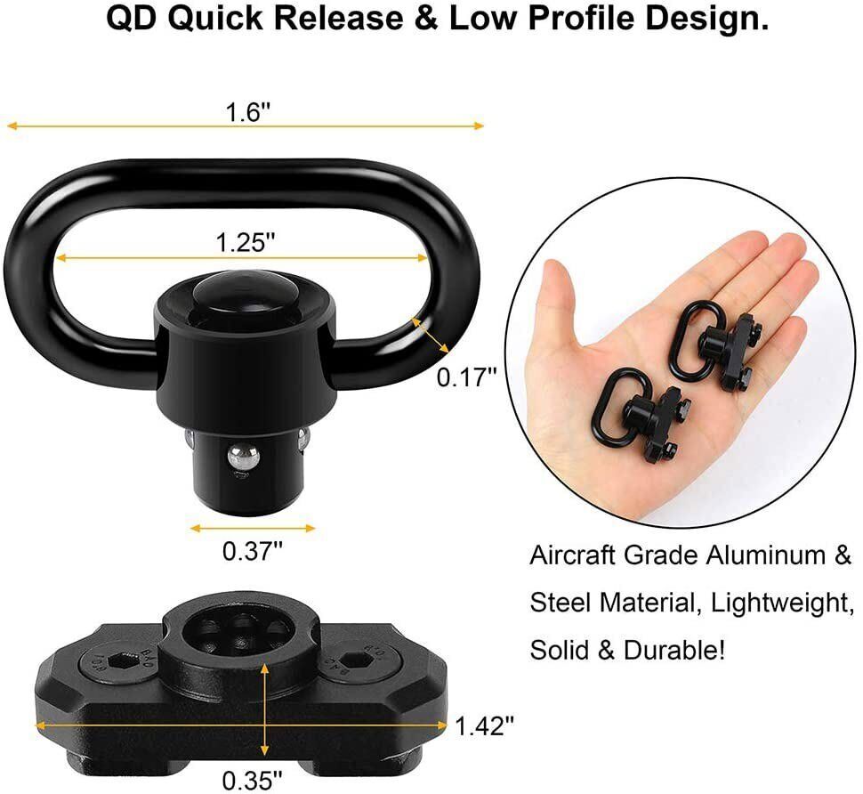 2/4Pcs M-LOK MLOK Quick Release Sling Mount Push Button QD Sling Swivel Adaptor