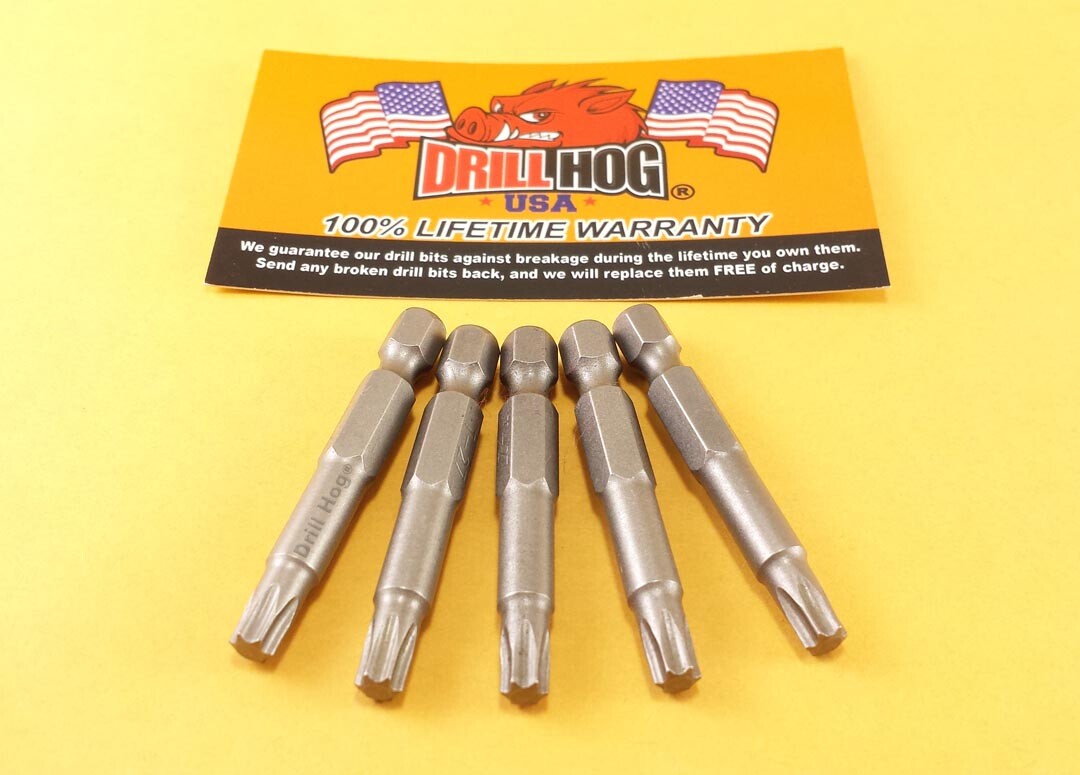 T-10 Torx Bit T-10 Star Bit Insert T-10 x 2" Drill Hog® Lifetime Warranty 5 Pcs