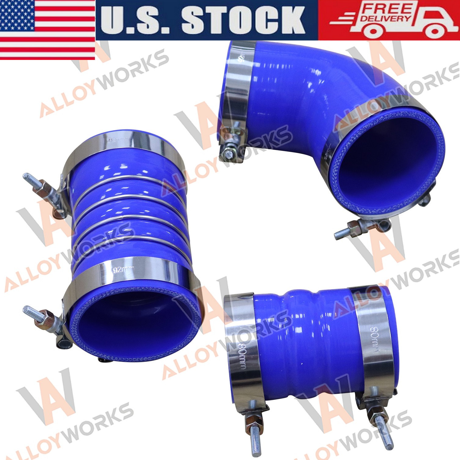Silicone Hose Kit+Stainless Clamps For 2006~10 2008 GM 6.6L LBZ LMM Duramax Blue