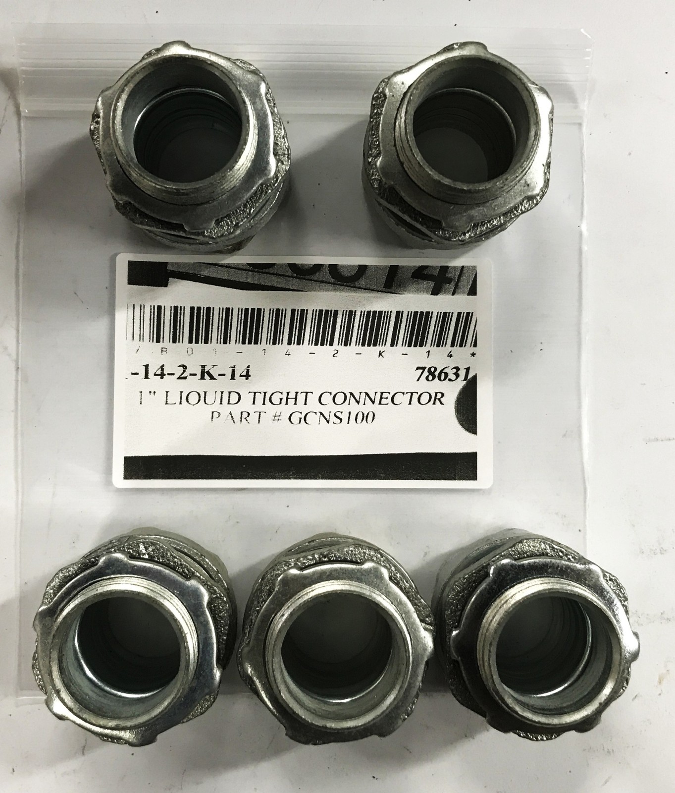 Unbranded 1 inch Liquid-Tight Straight Connector GCNS100 [Lot of 5] NOS