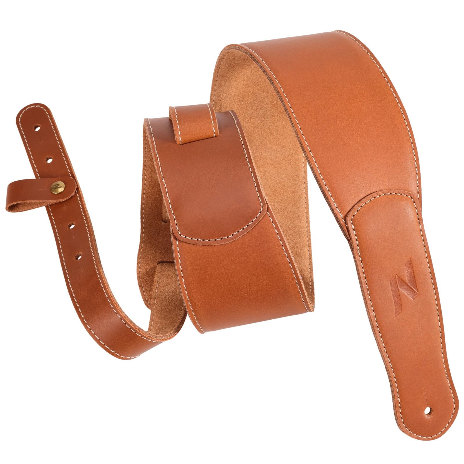 Nefelibata 3-Inch Guitar Strap, Full Grain Leather with Foam Padding and Cabl...