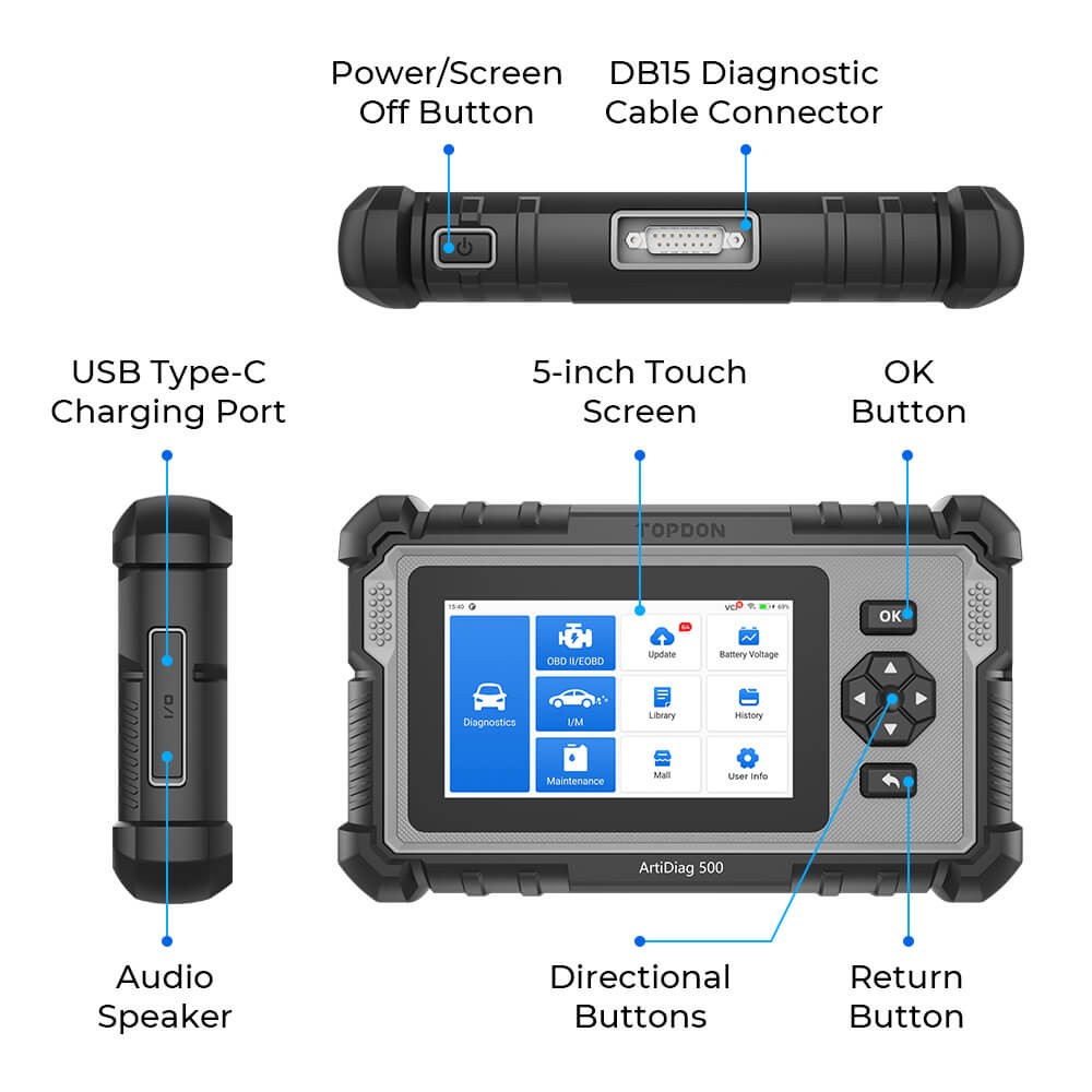 TOPDON AD500 Car Code Reader OBD2 Scan Smog Check Engine Fault Diagnostic Tool