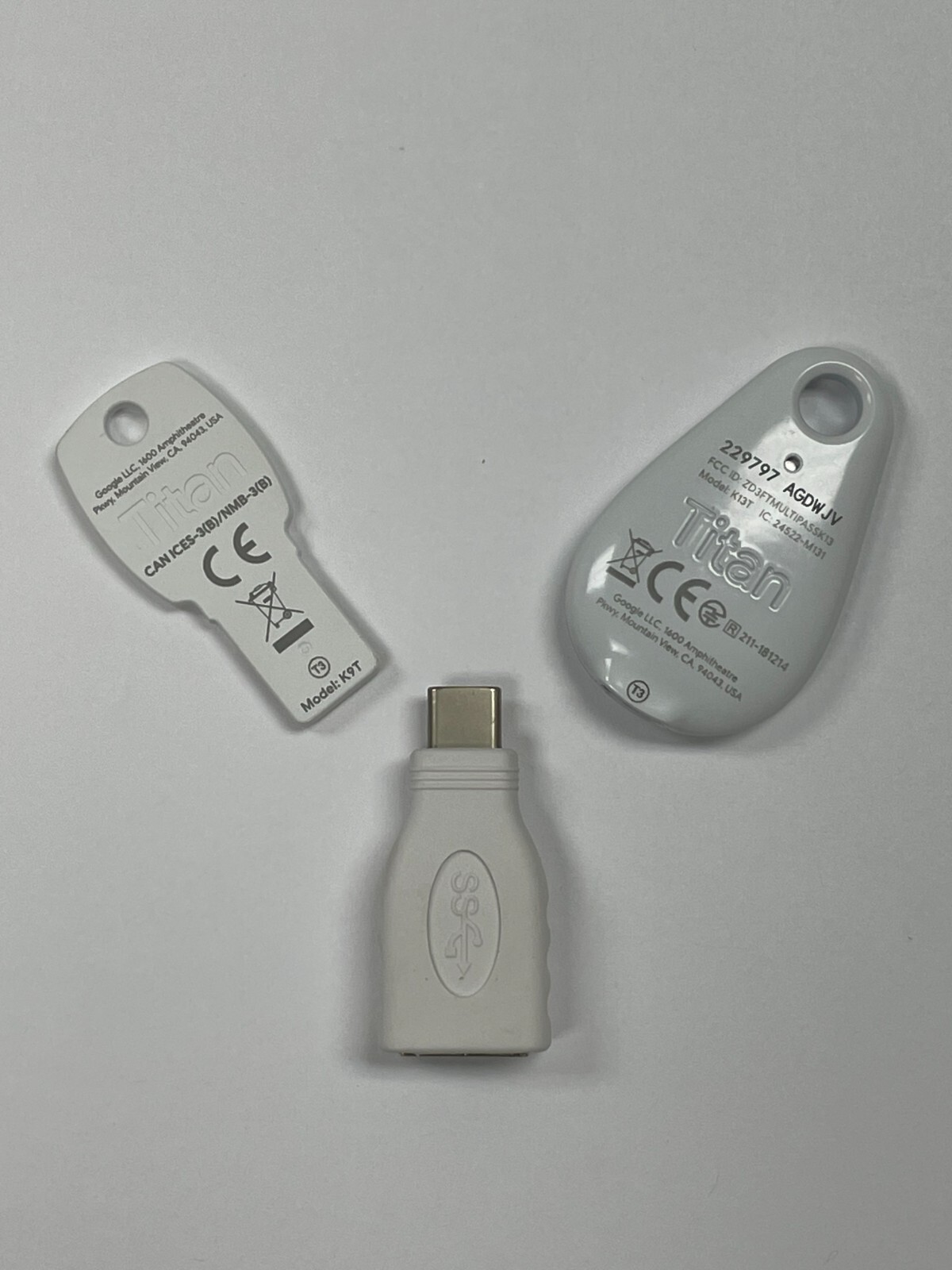 Google Titan Security Key USB (K9T) + Bluetooth Security Key (K13T) Bundle US