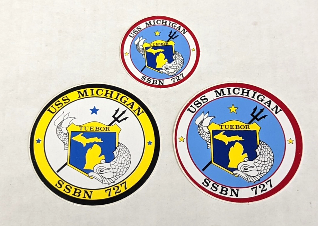 USS Michigan Decal Sticker SSBN 727 US Navy Ballistic Submarine - 3 pc Lot