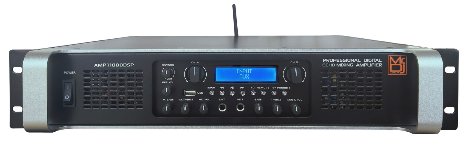 MR DJ AMP11000DSP Class AB 2-Channel 10000W Rackmount PA/DJ Power Amplifier DSP