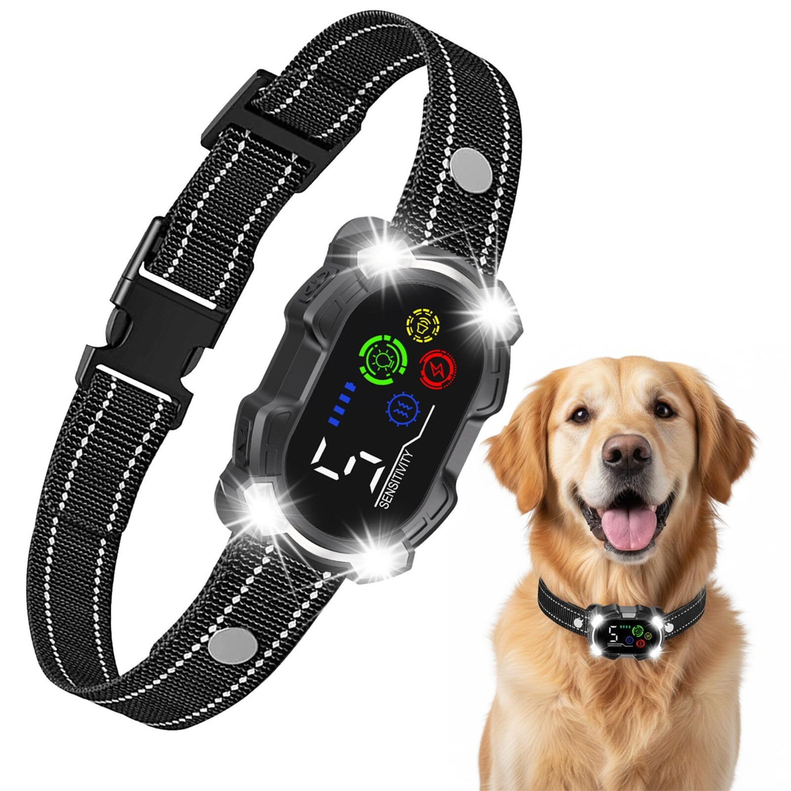 Voovent Smart Dog Bark Collar Anti Bark Rechargeable Waterproof For S,M,L Dogs