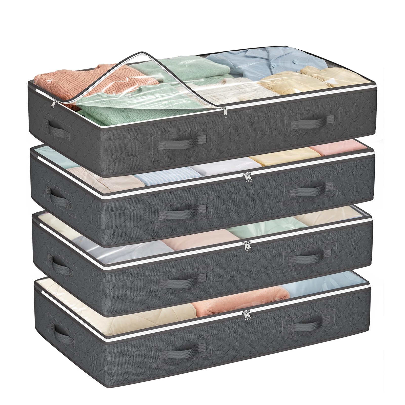 Joy 60L Under Bed Storage Containers, Bins 4 Pack, Grey