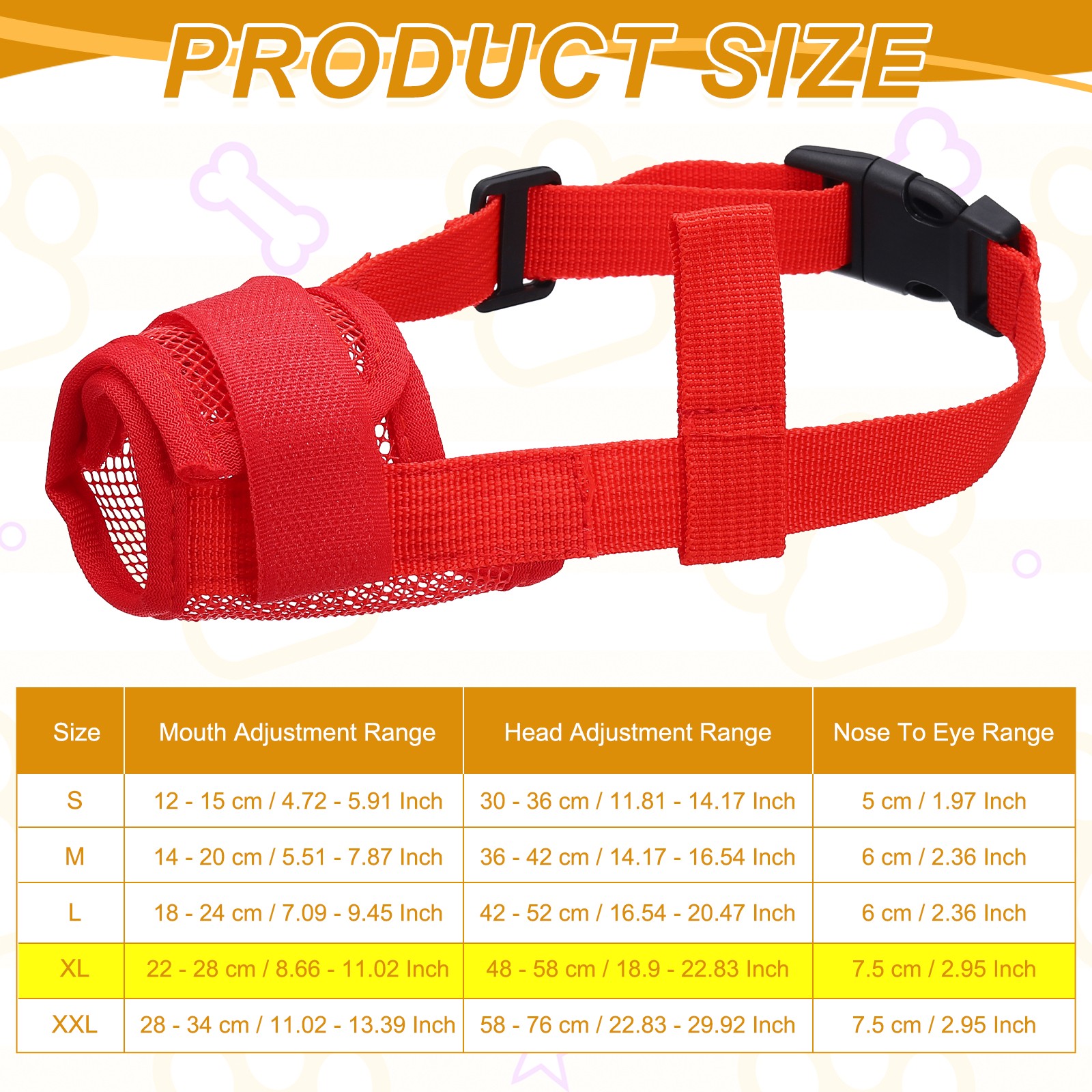 Dog Muzzle Soft Mesh Muzzle Mouth Guard Cover Red XL