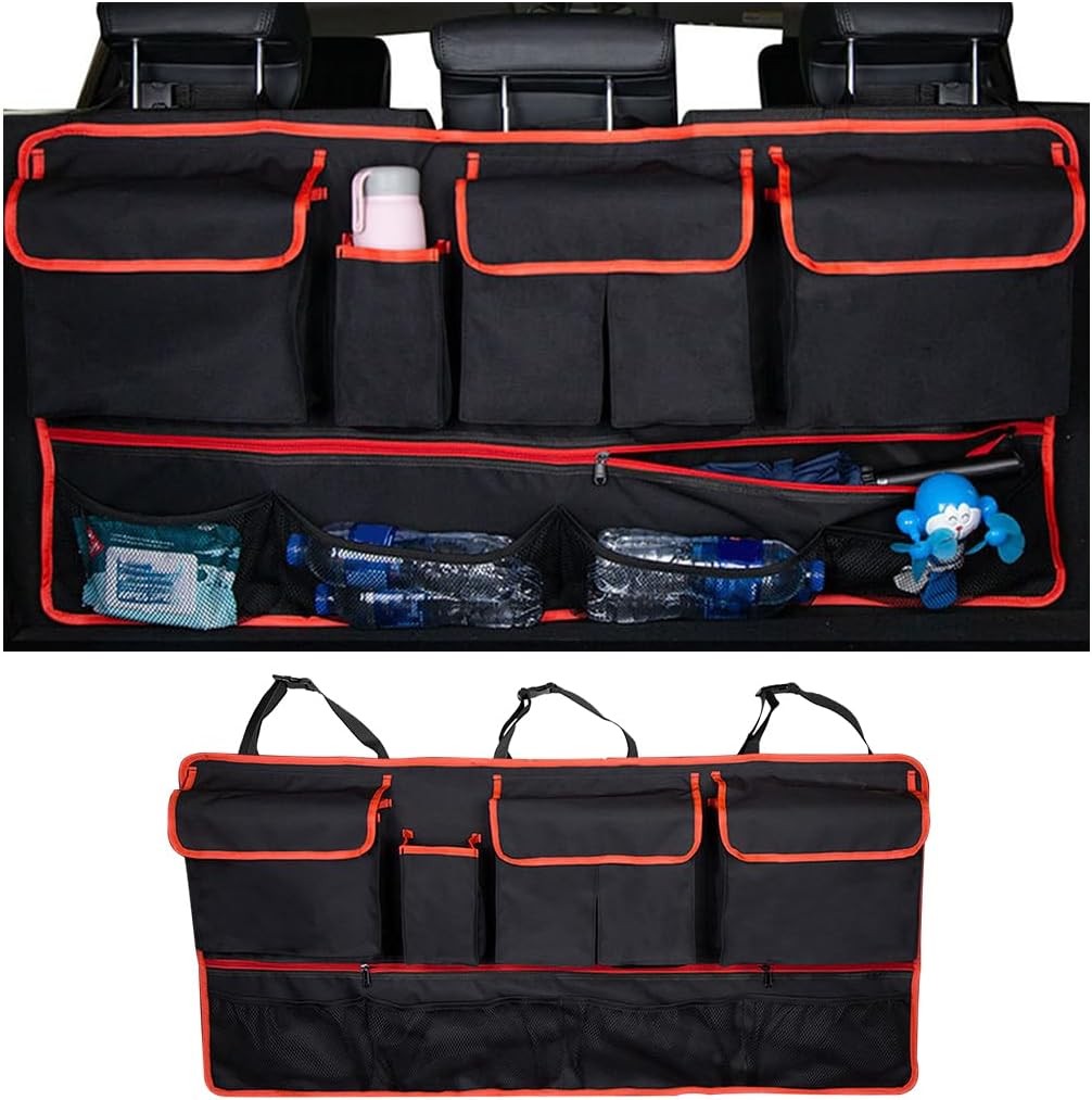 Mandark Car Trunk Organizer, Super Capacity Vehicle Hanging Black/Red