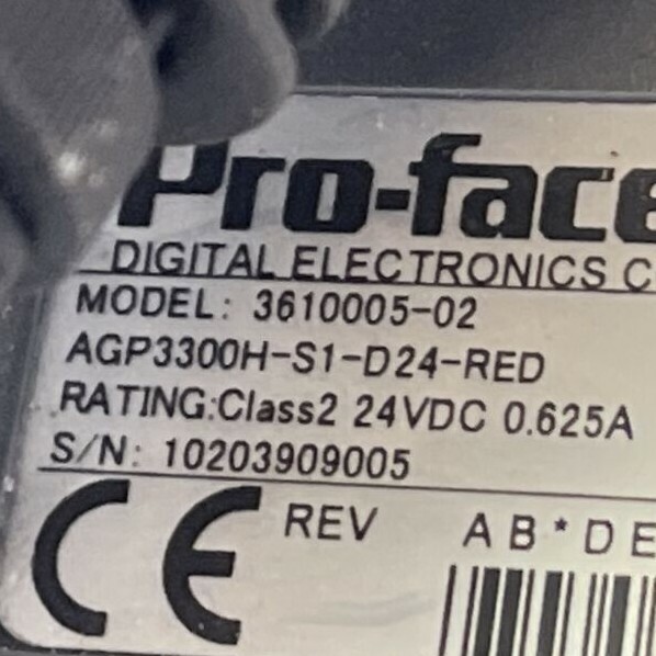 PRO-FACE 3610005-02 OPERATOR PANEL 24VDC 0.625A R REV: A