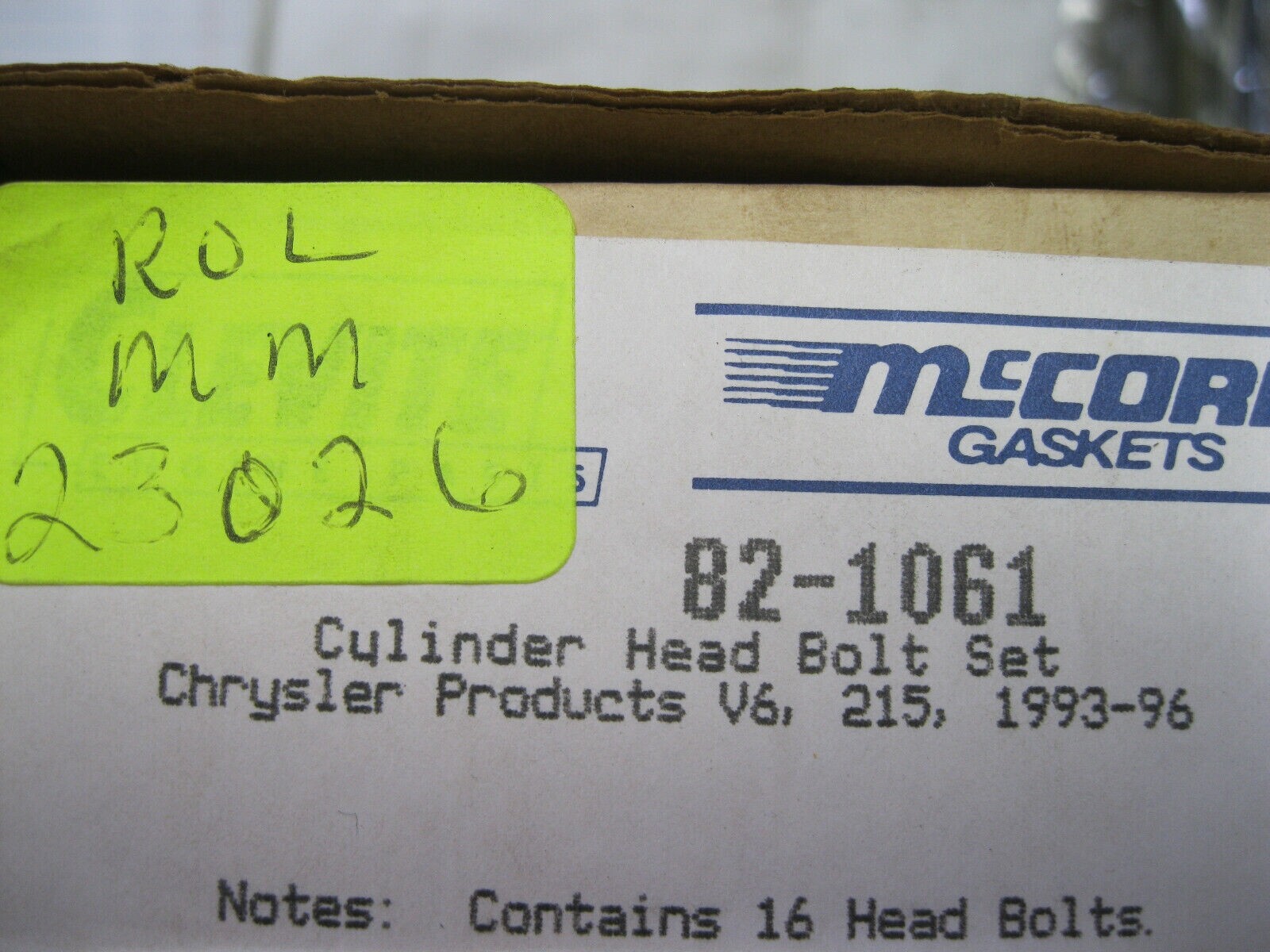 Engine Cylinder Head Bolt Set McCord 82-1061