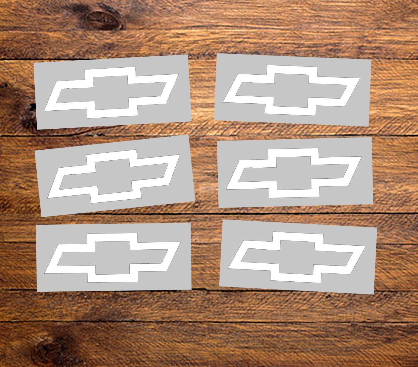 White - Chevy Bowtie DECAL Vinyl Stickers - Wheel, Rim, Easter Egg - (Set of 6) 
