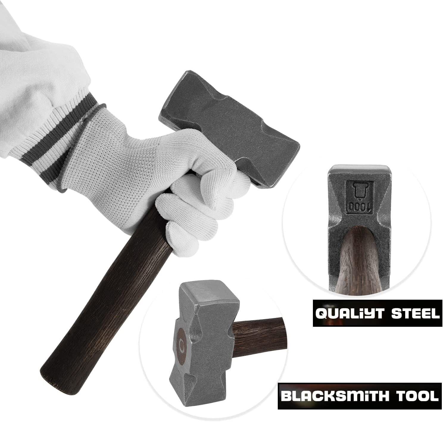 2.2LB Forging Square Hammer w/ Double Faces for Farrier Bladesmithing Blacksmith