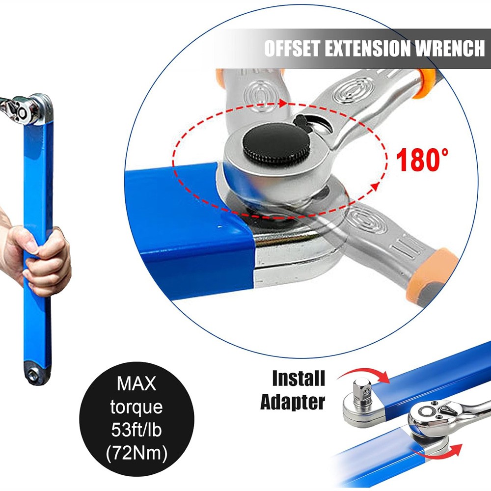 Impact Resistant Multifunctional Offset Extension Wrench Tight Reach Extension C