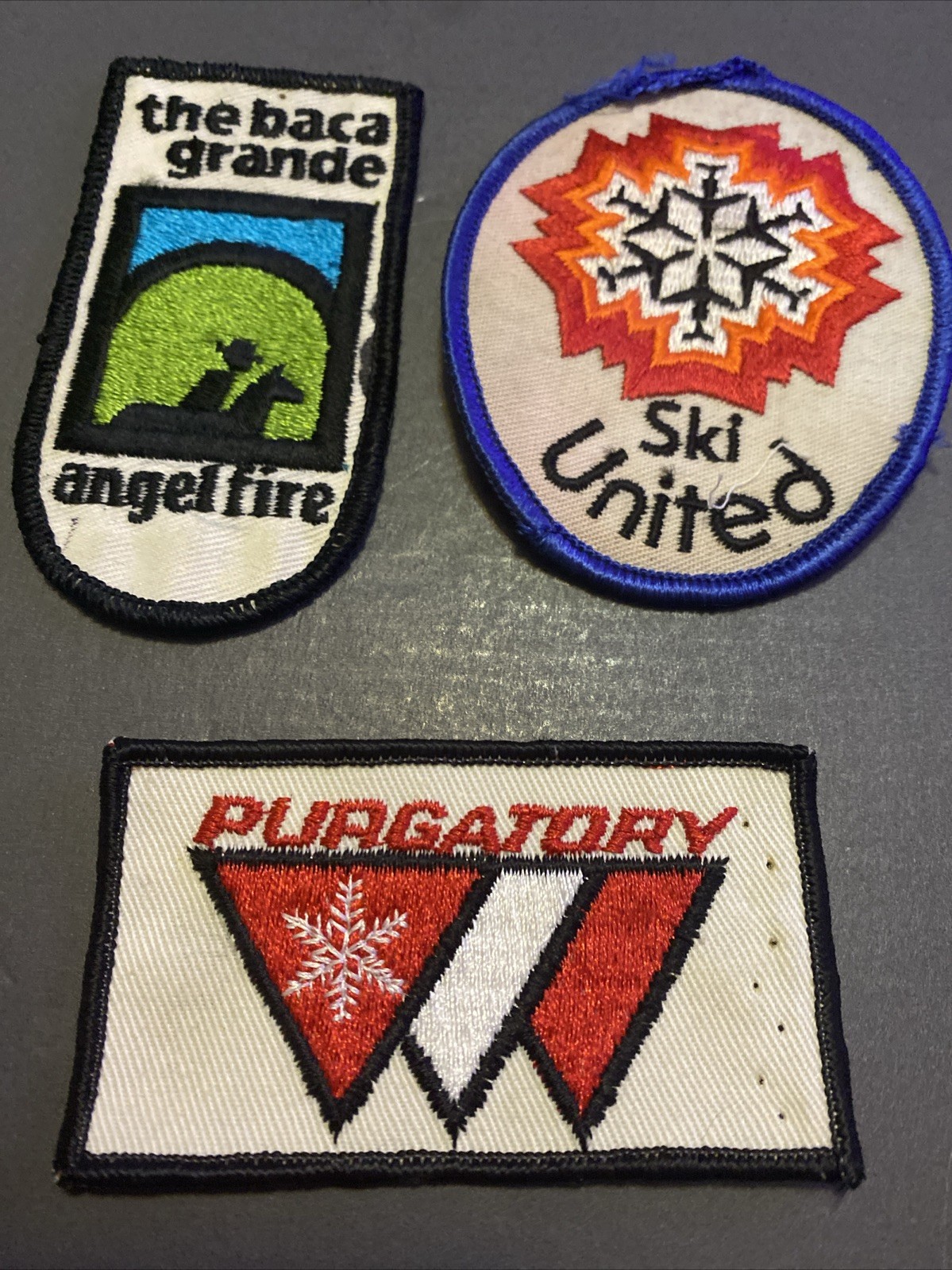VTG Lot Of 3 Different Ski Resort Patches Purgatory, United, Angel Fire