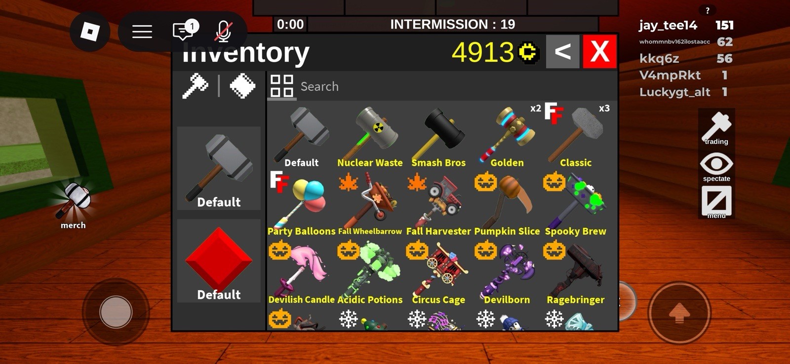 Roblox flee the facility hammers RARE Party Ballons, pumpkin slice, spooky brew