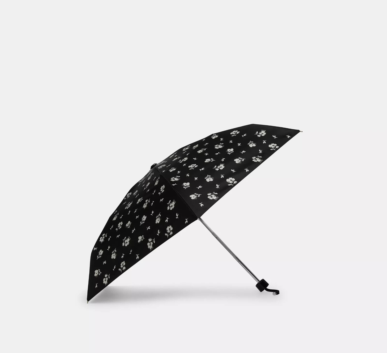 Coach Mini Umbrella in Signature Floral Print Silver Black NWT cp501