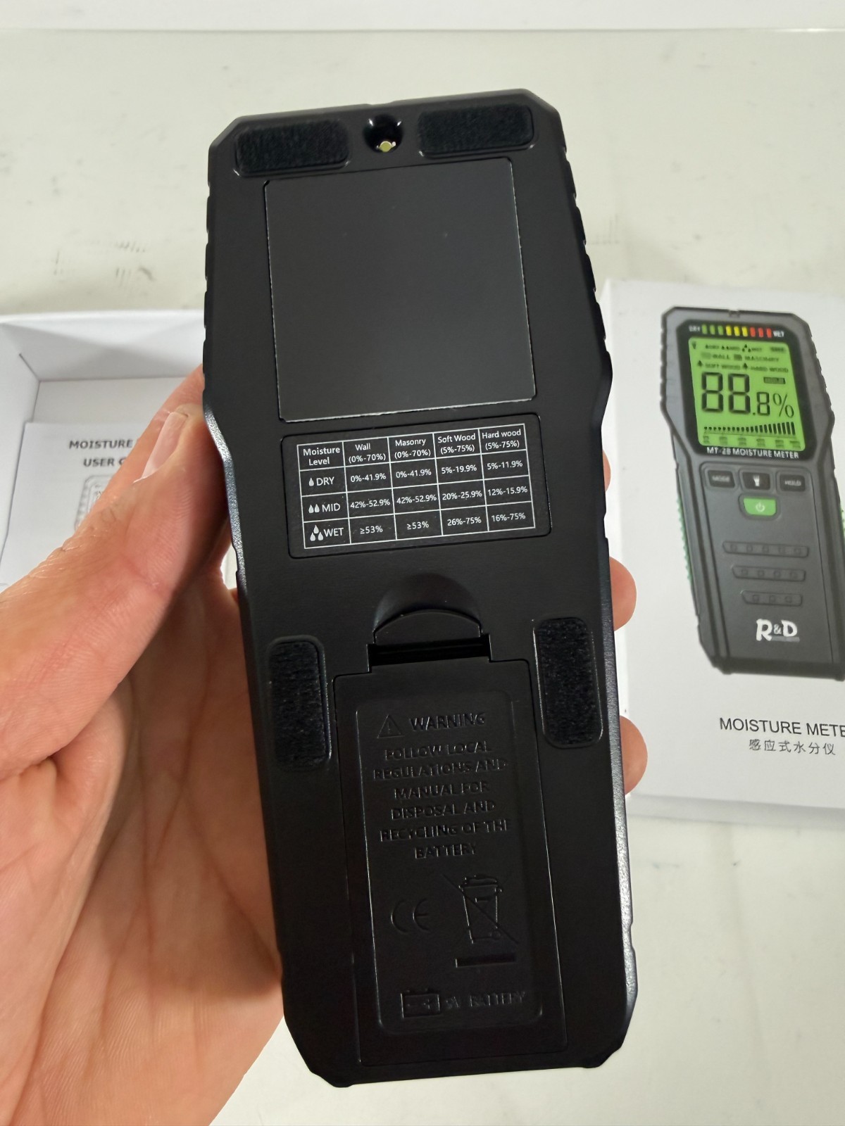 R&D Instruments MT-28 Pinless Digital Moisture Meter Multi-Material